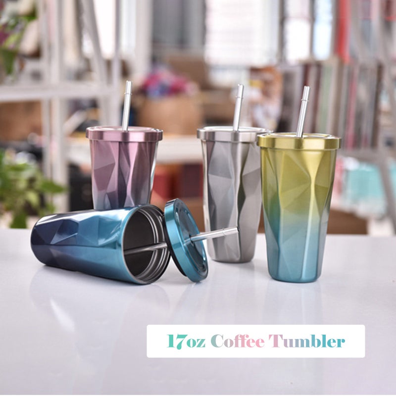 Travel Tumbler: 17Oz Silver Stainless Steel Double-Walled - Leak Proof Insulation for Hot Drinks, Home, Office, Outdoor Activities & Car Cup Holders - Image 4
