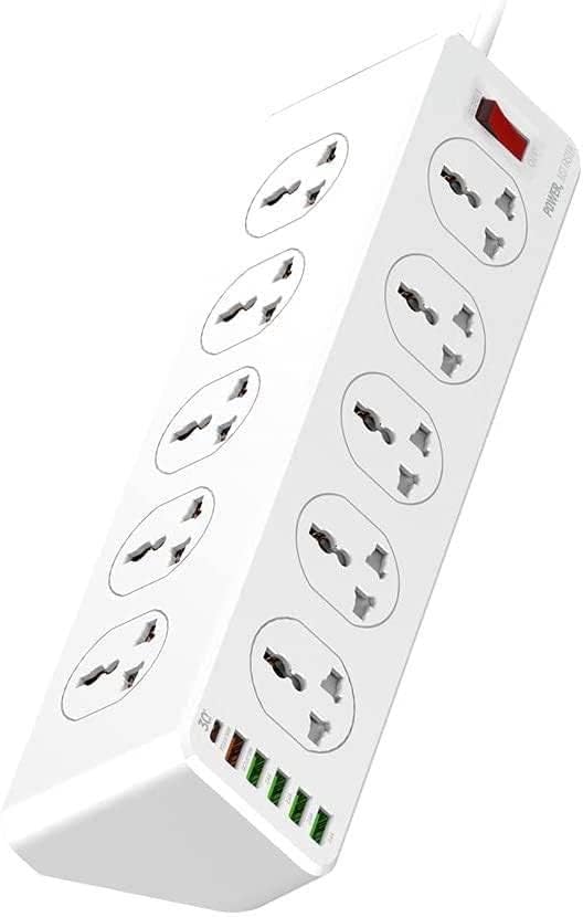 CARE CASE 30W 100250V Slope Design Power Strip 10 Outlets 5 USB Ports 1 PD Port Model No 3608 K - Image 1
