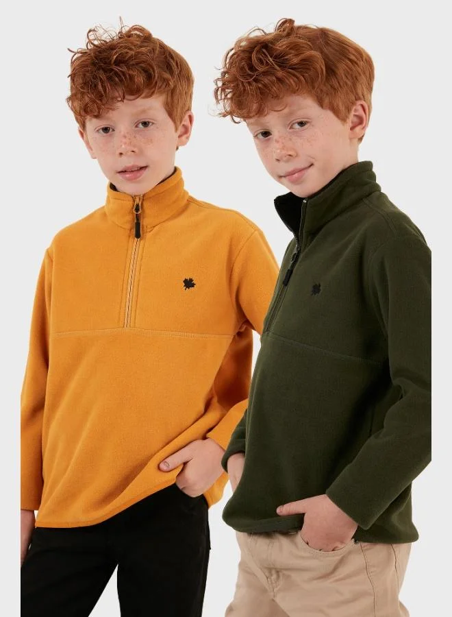 ليلا ليلا سويت شيرت قطعتين بياقة واقف بسحاب نسيج ناعم للأطفال