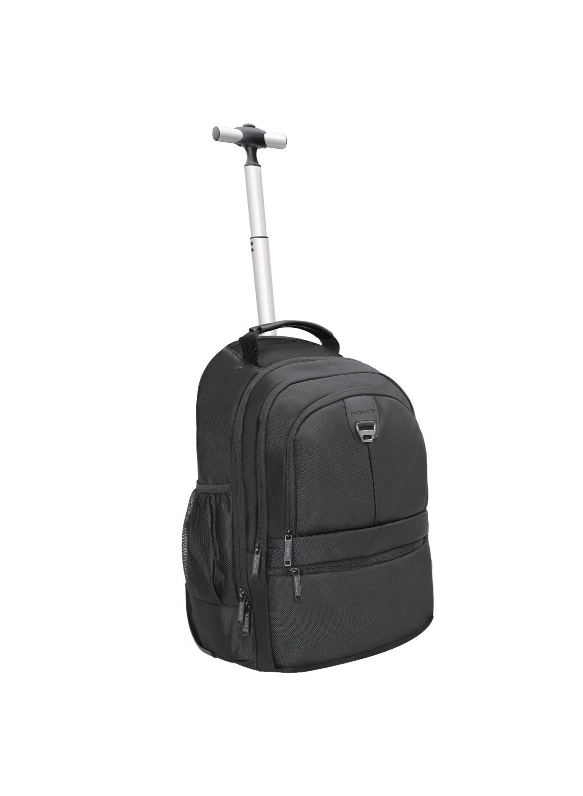 Trolley Bag, 2-in-1 Lightweight 15.6-inch Laptop Trolley Backpack with Telescoping Handle, Adjustable Straps, Water Resistance and In-Line Wheels for MacBook Air, iPad, Dell XPS 13, Compact-TR Black