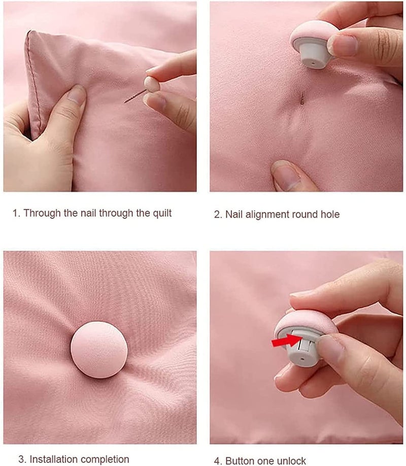 DORMICO Clips Mushroom Duvet Cover Pins Cotton Quilt Fixer Duvet Fasteners (Pink, Pack of 16) - Image 3