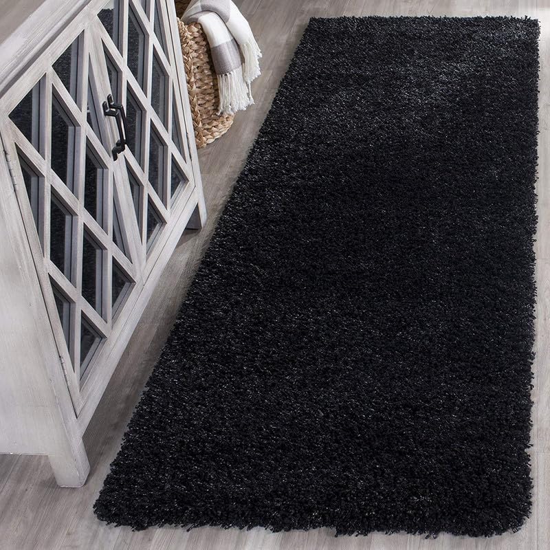 ENIGMATIC Soft Washable Anti Skid Shaggy Carpet – Fluffy Carpet for Living Room & Bedroom, Premium High Pile Rug (1.5x3 feet, Black) - Image 1