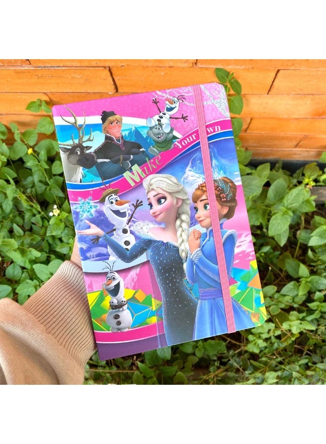 Disney A5 Notebook with Strap, Frozen Design, Princess Diary, 100 Sheets