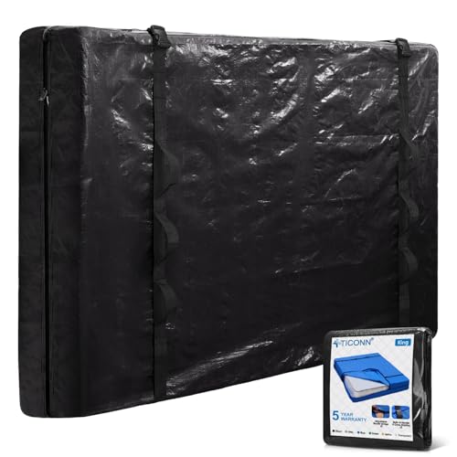 TICONN Mattress Bags for Moving, Heavy Duty King Mattress Cover Storage Bag with Full-Around Handle and Adjustable Buckles (Black, King) - Image 1