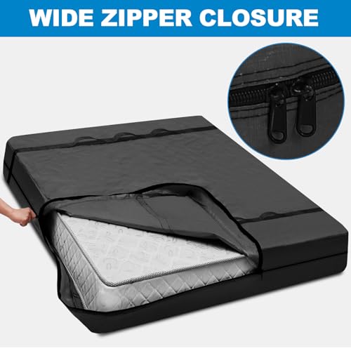 TICONN Mattress Bags for Moving, Heavy Duty King Mattress Cover Storage Bag with Full-Around Handle and Adjustable Buckles (Black, King) - Image 3