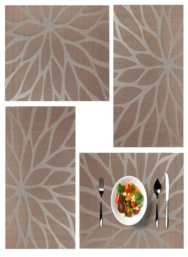 Marstree Placemats, Placemats for Dining Table Set of 4, Kitchen Table Mats Heat-Resistant Non-Slip Washable PVC Woven Vinyl Place Mats for Dining Room Table Decoration (Set of 4, Brown) - Image 1