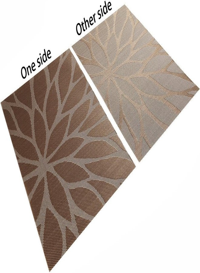 Marstree Placemats, Placemats for Dining Table Set of 4, Kitchen Table Mats Heat-Resistant Non-Slip Washable PVC Woven Vinyl Place Mats for Dining Room Table Decoration (Set of 4, Brown) - Image 4