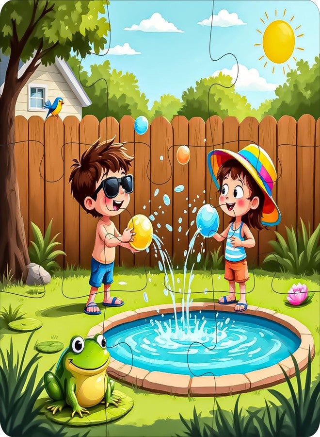 فيدلايز ألعاب أحجية الصور المقطوعة الخشبية ذات الطبقة الواحدة من فيدليز للأطفال - 9 قطع، مناسبة للأعمار من 2 إلى 6 سنوات، للبنات والأولاد، أحجية صور مقطوعة على شكل حيوانات (عبوة من 4 فصول) - Image 5