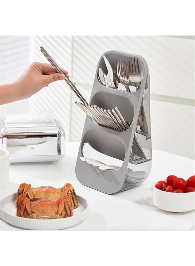 HOMESTAR 3-Format Vertical Cutlery Holder Stand, Kitchen Utensil Organizer for Countertop - Drainable Sink Caddy for Spoon, Chopsticks, Fork | Noon Exclusive - Image 5