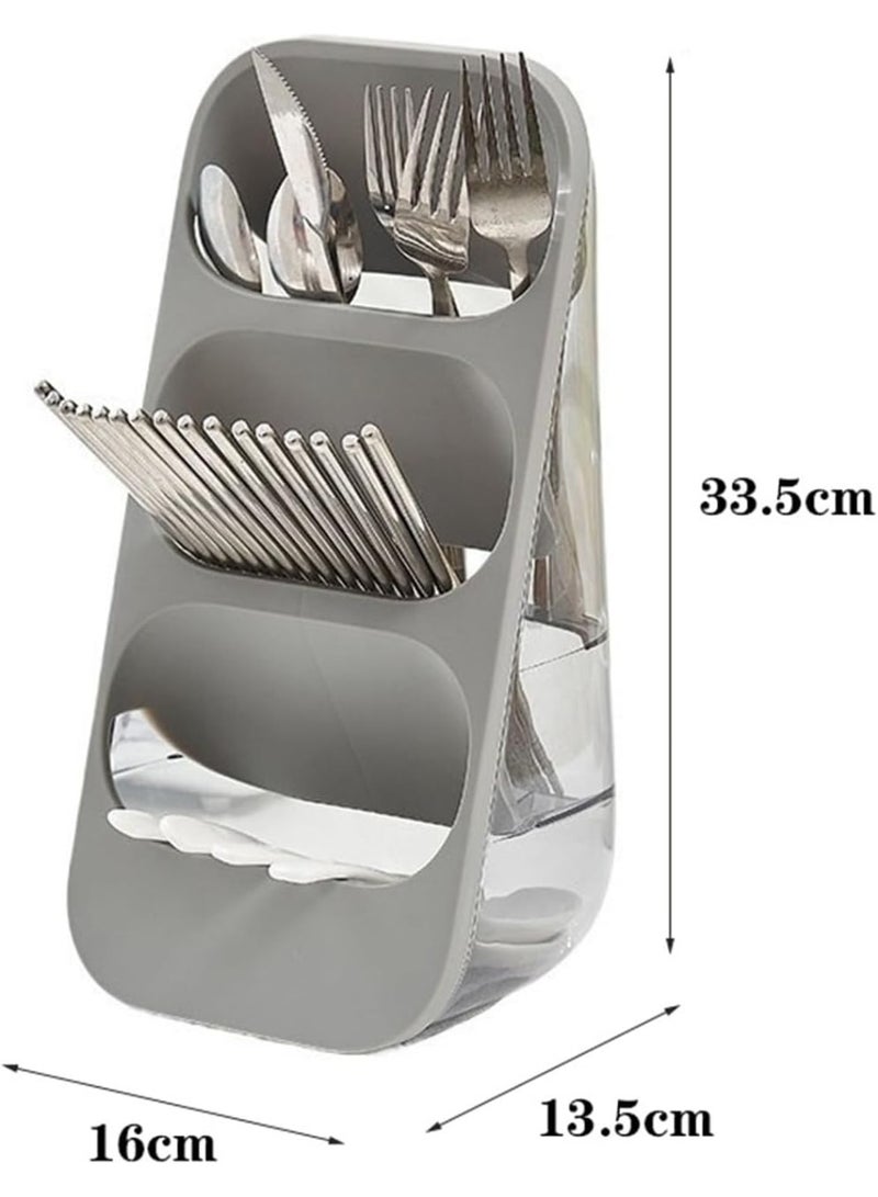 HOMESTAR 3-Format Vertical Cutlery Holder Stand, Kitchen Utensil Organizer for Countertop - Drainable Sink Caddy for Spoon, Chopsticks, Fork | Noon Exclusive - Image 2