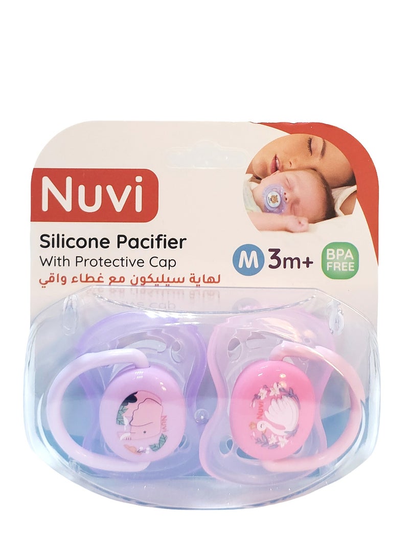 نوفي لهاية سيليكون نوفي مع غطاء حماية، عبوة من قطعتين، للأطفال من عمر 3 أشهر فما فوق - لهاية فسيولوجية، متوسطة الحجم - Image 1