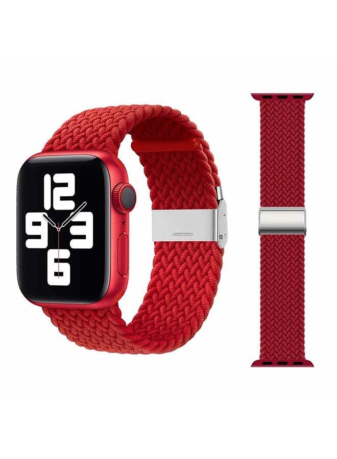 vesus Adjustable Braided Solo Loop Band For Apple Watch Series 6/SE/5/4/3/2/1 Red