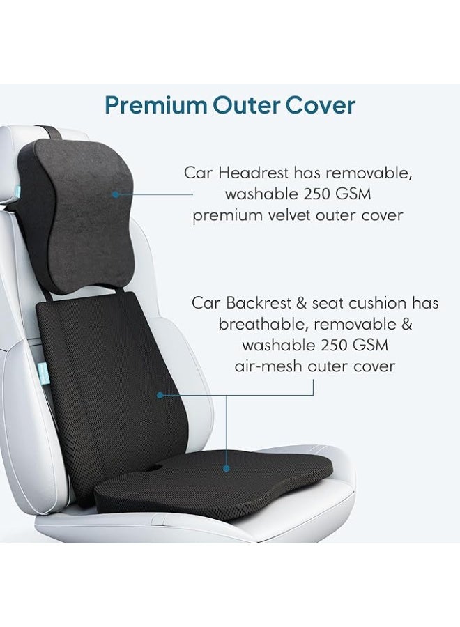 3-in-1 Cooling Gel Memory Foam Car Comfort Set - Ergonomic Backrest, Seat Cushion & Headrest Bundle - Premium Support for Back, Neck, and Tailbone - Ideal for Long Drives & Daily Commuting - Image 2