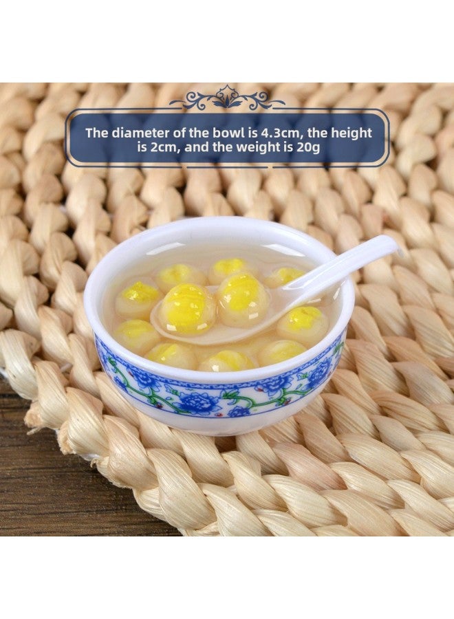 xozgdovg Chinese Style Small Gifts PVC Simulation Blue And White Porcelain Small Bowl Of Vegetable Noodles Microminiature Food Play Simulation Food Model Grab Week-Color:【model】 Lotus Seeds  - Image 1