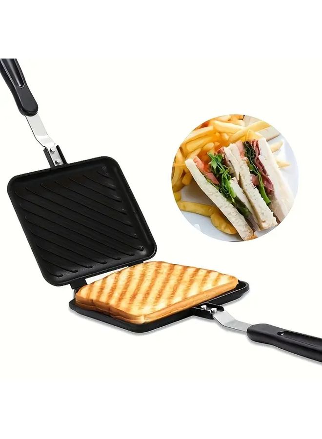 Black Sandwich Maker Griddle Pan Non Stick Cast Iron Like Surface Burgers Pancakes - Image 5