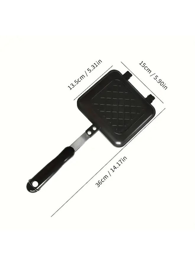 Black Sandwich Maker Griddle Pan Non Stick Cast Iron Like Surface Burgers Pancakes - Image 4