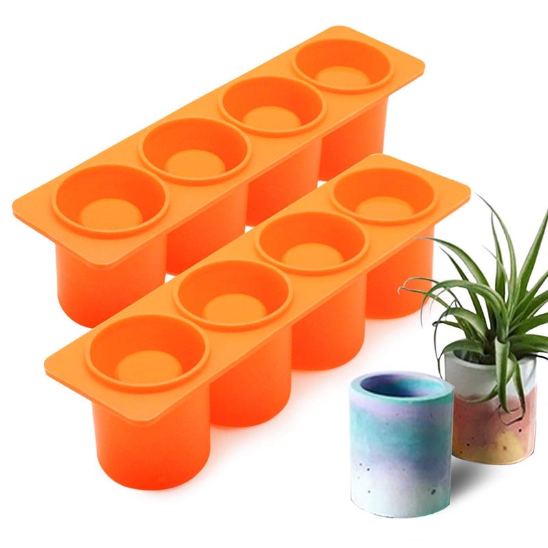 Fewo 2Pcs Succulent Plants Pot Concrete Cement Mold Flower Pot Plaster Moulds Ice Shot Glass Molds Tea Light Candle Holder Pen Holder Resin Epoxy Casting Mold Random Color 