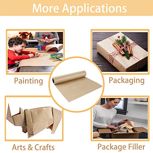 Shinok Brown Kraft Paper Roll - 15" x 33'(400") Brown Wrapping Paper for Packing Moving Small Craft Paper Roll for Gift Wrapping Art - Image 3