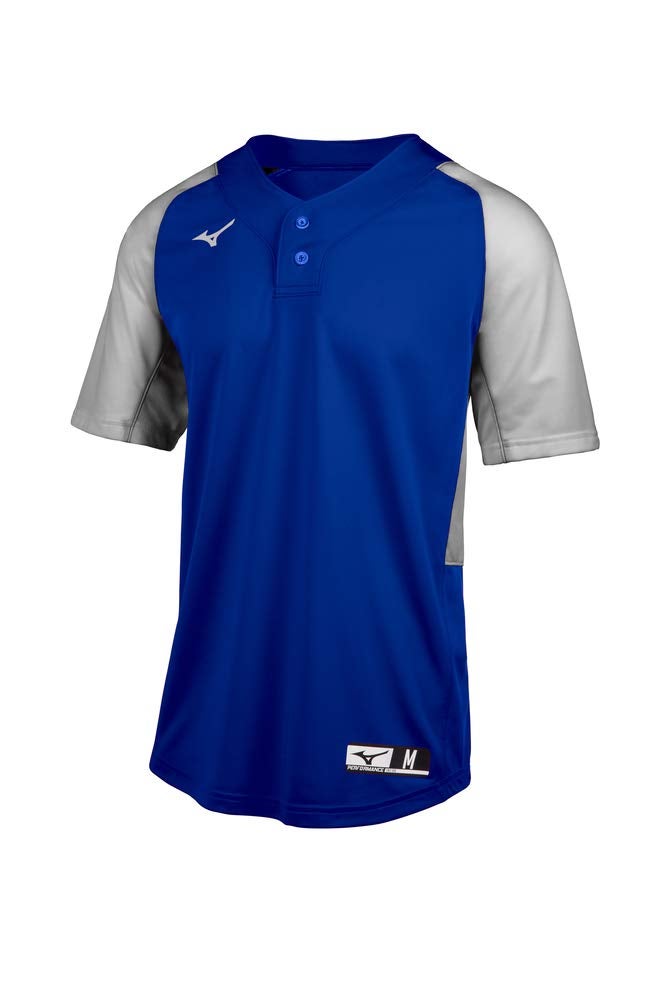 Mizuno Aerolite 2Button Baseball Jersey RoyalGrey Small