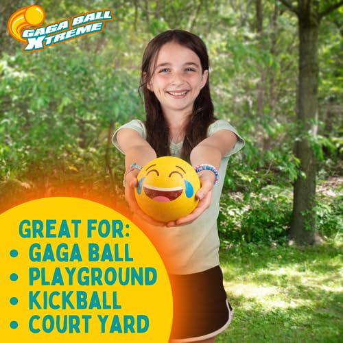 SCS Direct Silly Faces Playground Balls for Kids - 5 Inch Gaga Balls (4 Pk w Air Pump)- Durable Rubber Balls for Dodgeball, Handball, 4 Square, Outside School Recess Games, Kickball - Outdoor Toy & Gift for Kids - Image 5