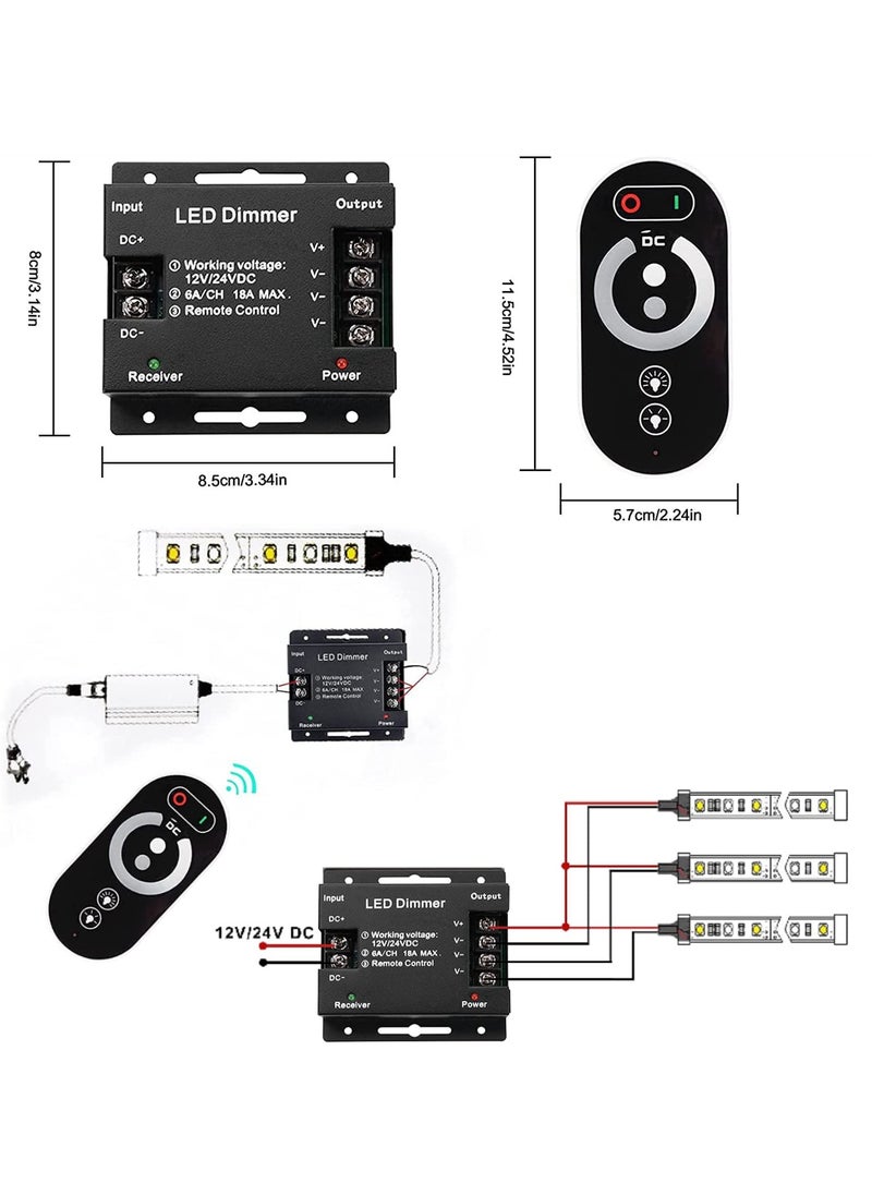 سيوسي منظم الإضاءة بتقنية PWM من DC 12V إلى 24V بقوة 30A لشرائط الإضاءة LED، مع مفتاح تشغيل/إيقاف دوار وغلاف ألمنيوم، وتعديل دقيق لسطوع الإضاءة لشرائط LED من نوع 5050 و 3528.  - Image 3
