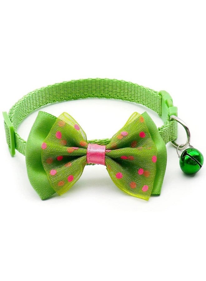 طوق قطط، حزام ربطة عنق على شكل فيونكة، ربطة عنق لطيفة على شكل جرس قابلة للتعديل للجراء والقطط الصغيرة (أخضر) - Image 1