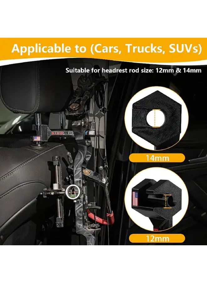 Black Heavy Duty Bow Buddy Bow Hanger For Truck SUV Vehicle Headrest Holder With Secure Mounting System - Image 3