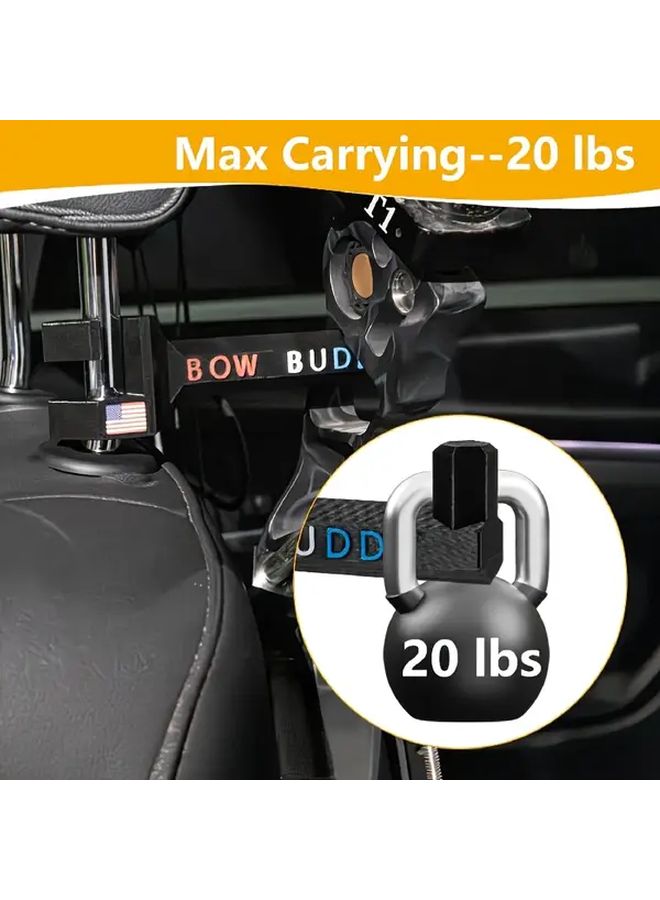 Black Heavy Duty Bow Buddy Bow Hanger For Truck SUV Vehicle Headrest Holder With Secure Mounting System - Image 4