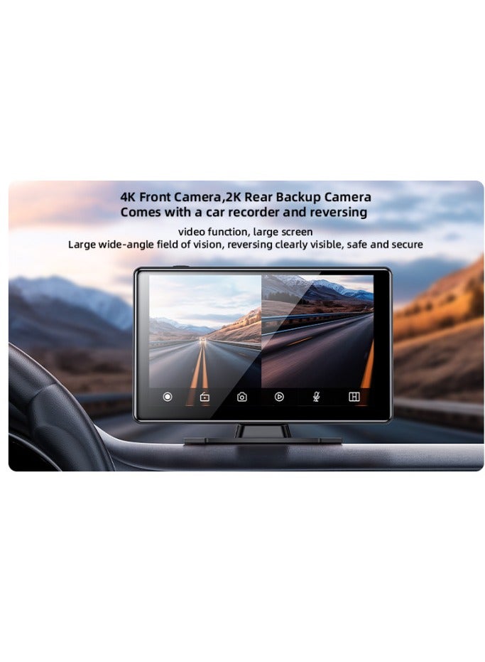 9" (inches) Touch Screen Center Console CarPlay with Rear Camera, Portable Car Video Navigation with Driving Recorder, KM18 - Black Bluetooth Car Stereo Carplay Player with Rear Camera BT HD Display With Front And Rear Backup Camera 9inch 4in1 Car Audio/video Navigation Carplay - Image 4