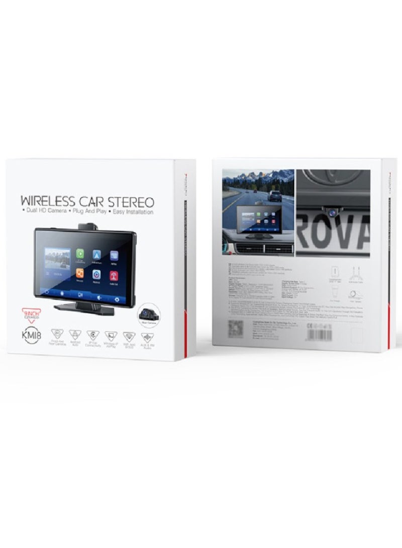 9" (inches) Touch Screen Center Console CarPlay with Rear Camera, Portable Car Video Navigation with Driving Recorder, KM18 - Black Bluetooth Car Stereo Carplay Player with Rear Camera BT HD Display With Front And Rear Backup Camera 9inch 4in1 Car Audio/video Navigation Carplay - Image 5
