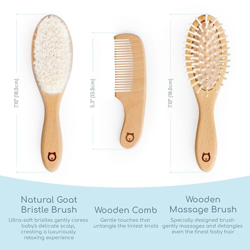 ROMY RO Wooden Hair Brush Set - Premium Baby Comb and Brush - Soft Natural Bristles - Organic Products - Perfect Registry Gift - Cradle Cap Brush for Newborns & Toddlers - Image 2
