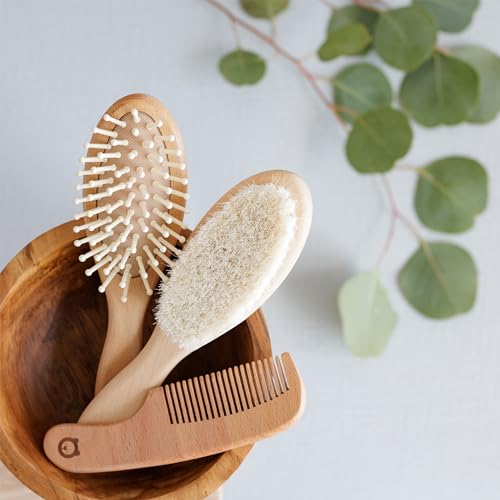 ROMY RO Wooden Hair Brush Set - Premium Baby Comb and Brush - Soft Natural Bristles - Organic Products - Perfect Registry Gift - Cradle Cap Brush for Newborns & Toddlers - Image 3