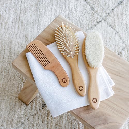 ROMY RO Wooden Hair Brush Set - Premium Baby Comb and Brush - Soft Natural Bristles - Organic Products - Perfect Registry Gift - Cradle Cap Brush for Newborns & Toddlers - Image 4
