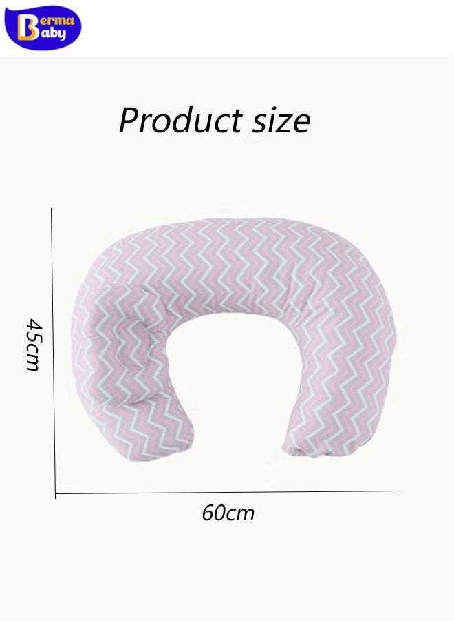 Berma Baby Baby Nursing Pillow for Babies, Anti-spit-up Pillow, Baby Learning Nursing Pillow for Newborns, Positioner, Machine Washable U-Shaped Nursing Pillow, Baby Support Pillow, Adjustable Nursing Pillow (Pink Fine Wave)  - Image 2