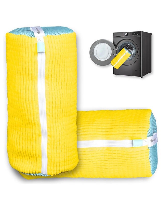 2Pcs Anti-Deformation Shoe Washing Bags,Laundry Shoe Bags for Washing Machine,Reusable Shoe Washing Bag for All Shoe Types and Sizes Shoe Laundry Bag(yellow) - Image 1