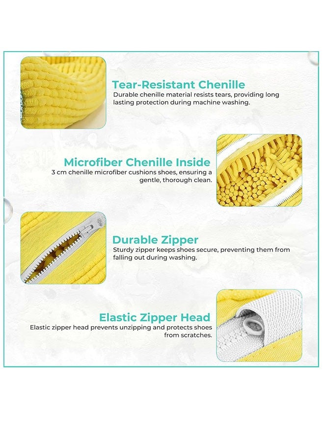 2Pcs Anti-Deformation Shoe Washing Bags,Laundry Shoe Bags for Washing Machine,Reusable Shoe Washing Bag for All Shoe Types and Sizes Shoe Laundry Bag(yellow) - Image 3