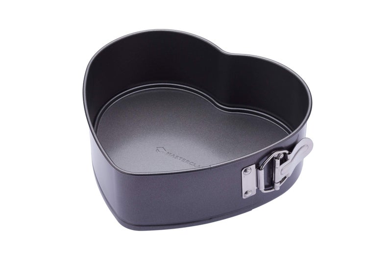 MasterClass 225 cm Heart Shaped Cake Tin with Loose Base Springform Clasp  PFOA Non Stick Coating Robust 1 mm Carbon Steel 9 Inch Pan