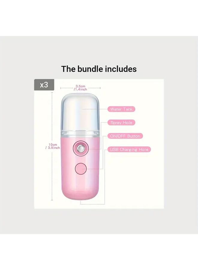 مرذاذ محمول 30 مل باللون الوردي، قابل لإعادة الشحن عبر USB، بطارية تدوم طويلاً، مثالي للسفر - Image 1