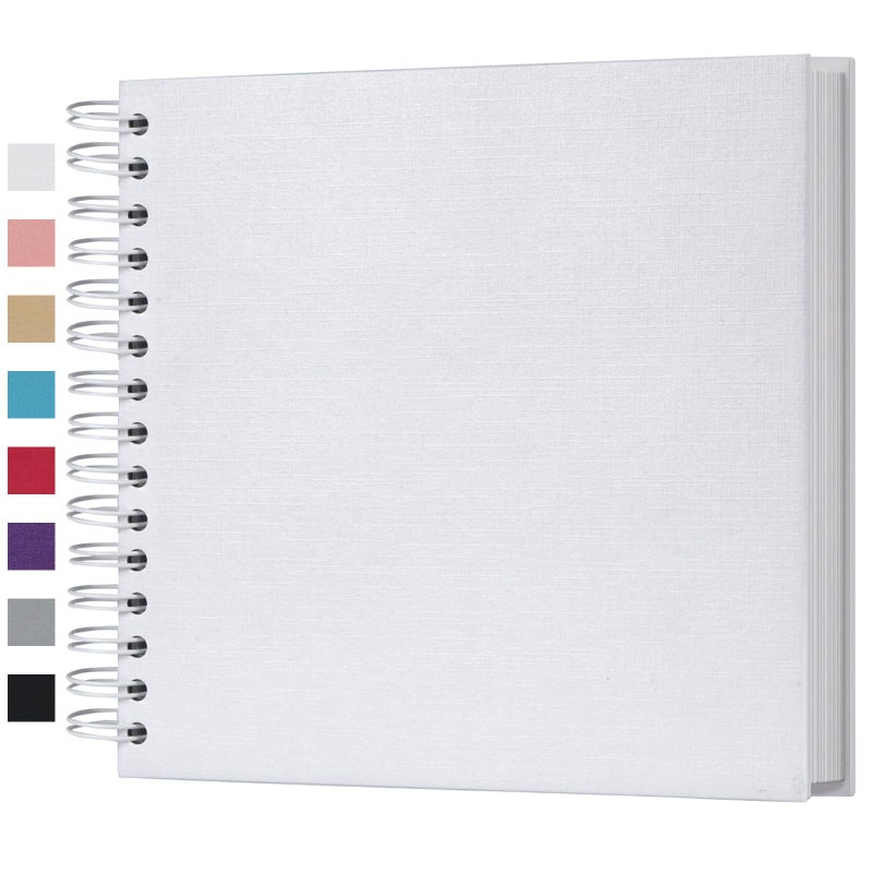 potricher 8 x 8 Inch DIY Scrapbook Photo Album 80 Pages Thick Kraft Blank White Paper Memory Book for Wedding and Anniversary Family White 8 Inch