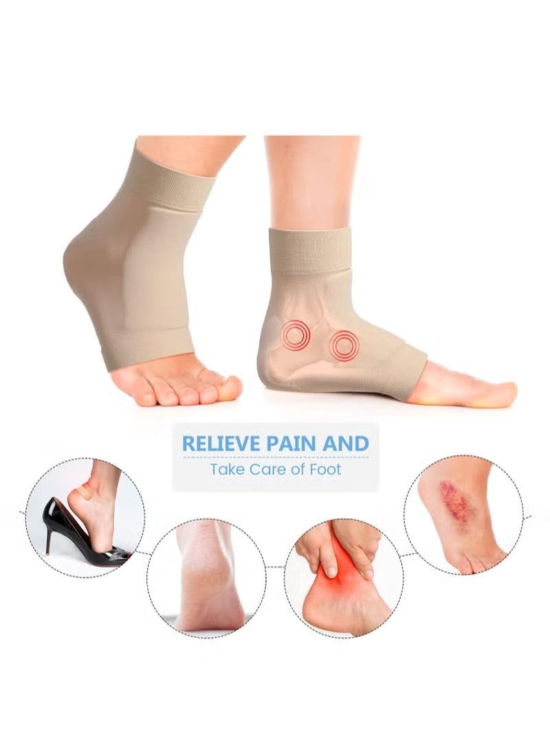 Heel Gel Socks 2 Pairs Ankle Protector Socks for Ankle Swelling Achilles Tendonitis Plantar Fasciitis Compression Padded Sleeve Socks - Image 3