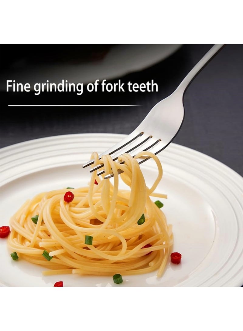 YOONISPRO 24-Piece Stainless Steel Cutlery Set Kitchen Utensils Set Surface Texture-Free Tableware Suitable For Home Kitchen Restaurant Hotel Family Gatherings Picnic Dining Protective Storage Case (Silver) - Image 3