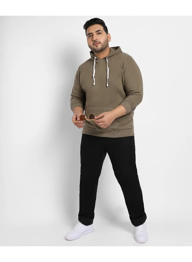 Instafab Plus Instafab Plus Men's Olive Green Basic Hoodie With Kangaroo Pocket