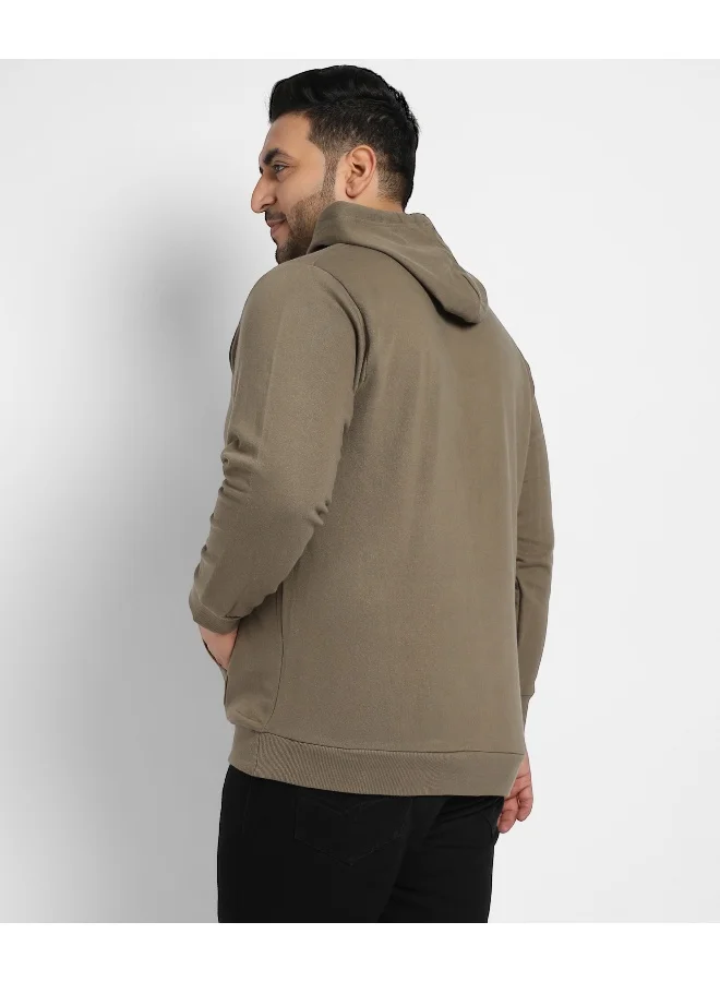 Instafab Plus Instafab Plus Men's Olive Green Basic Hoodie With Kangaroo Pocket