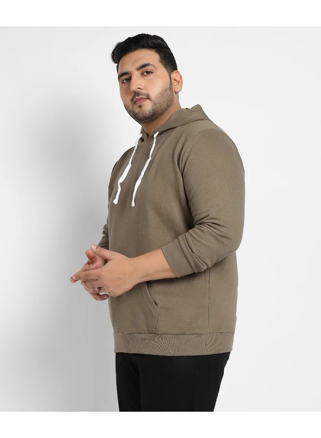 Instafab Plus Instafab Plus Men's Olive Green Basic Hoodie With Kangaroo Pocket