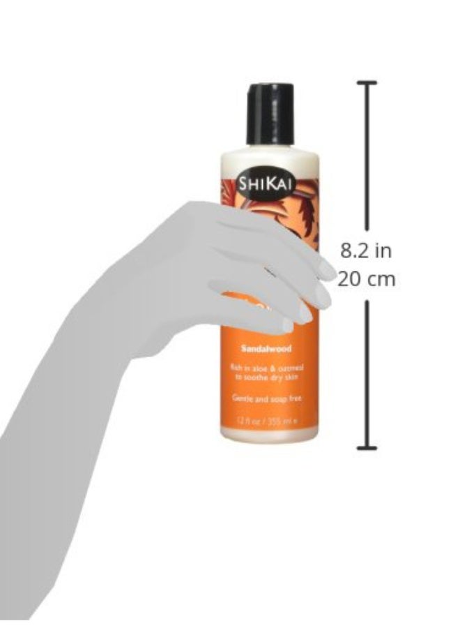 SHIKAI جل الاستحمام المرطب اليومي من شيكاي (خشب الصندل، 12 أونصة) | مع هلام الصبار المرطب والشوفان | غسول جسم معطر لتخفيف جفاف البشرة - Image 2