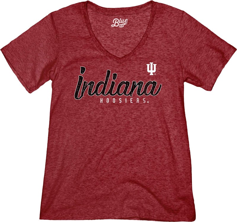 Blue 84 Women's Indiana Hoosiers Premium V-neck Tri Blend T Shirt, Indiana Hoosiers Cardinal, Large - Image 2