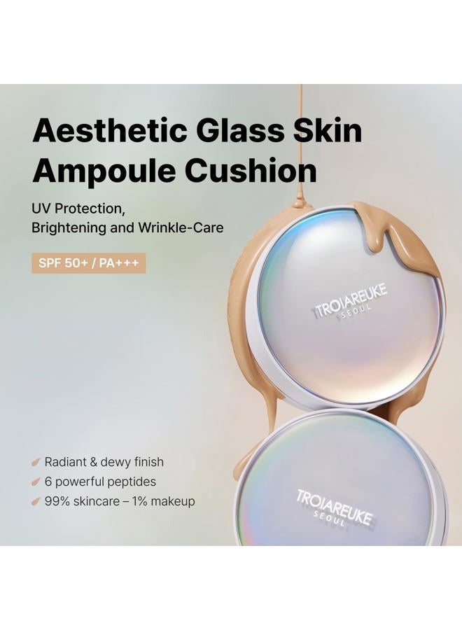 TROIAREUKE Seoul "Bridal" Cushion Foundation(#21, Pink Beige), Korean Cushion Foundation, K-Beauty, Hydrating, Long-lasting, Lightweight, Natural Finish, Anti-Aging, Moisture, Whitening, SPF 50+ - Image 2