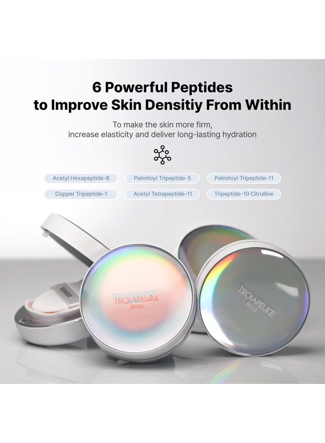 TROIAREUKE Seoul "Bridal" Cushion Foundation(#21, Pink Beige), Korean Cushion Foundation, K-Beauty, Hydrating, Long-lasting, Lightweight, Natural Finish, Anti-Aging, Moisture, Whitening, SPF 50+ - Image 3