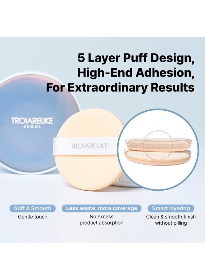 TROIAREUKE Seoul "Bridal" Cushion Foundation(#21, Pink Beige), Korean Cushion Foundation, K-Beauty, Hydrating, Long-lasting, Lightweight, Natural Finish, Anti-Aging, Moisture, Whitening, SPF 50+ - Image 5
