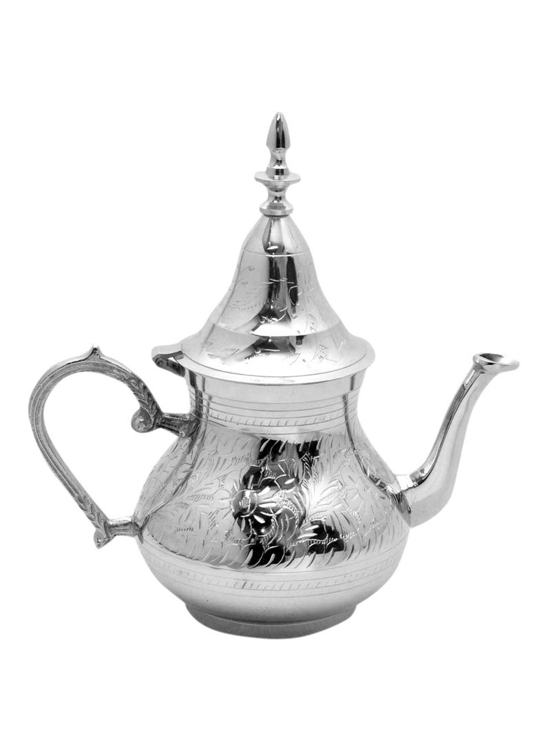 Home - Brass Moroccan Teapot 800ml Rose Design Handmade Traditional Tea Kettle for Arabic and Turkish Tea - Image 1